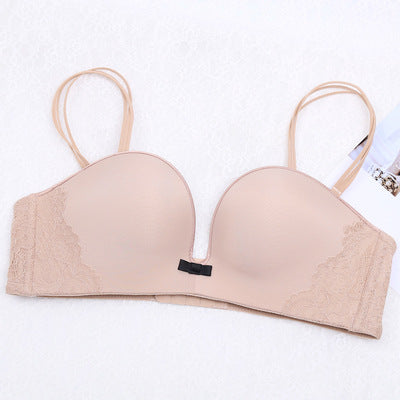 Gathered underwireless bra underwear