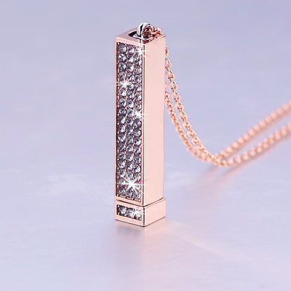 Simple Diamond Inlaid Rectangular Three-dimensional Necklace