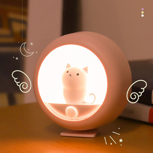 Creative Body Induction Cat Night Light Pet Bedroom Atmosphere Lamp Cabinet Light Wall Lamp Human Body Motion Sensor Bedroom Lamps