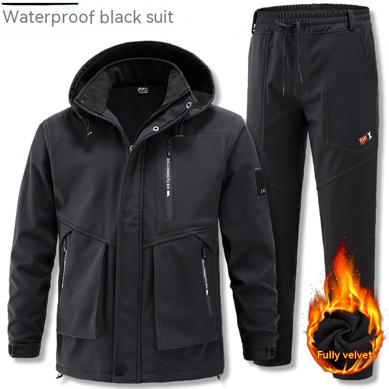 Men's Cold-proof Warm With Velvet Thick Work Clothes Suit