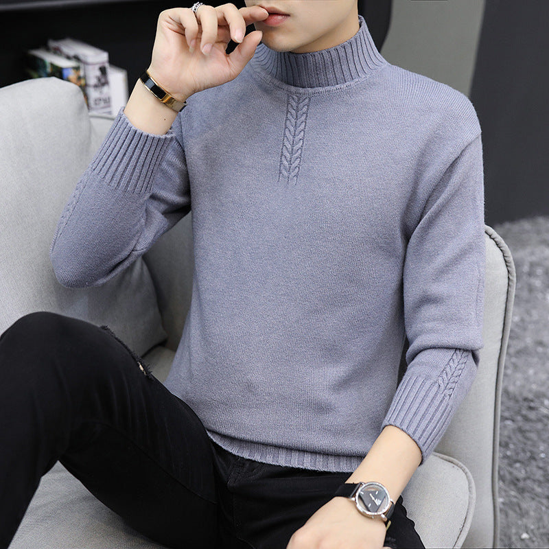 Men's Pure Color Half Collar Sweater