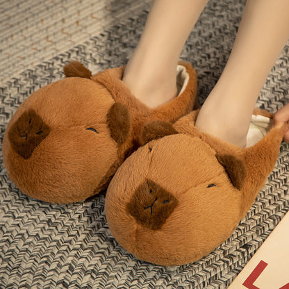 Capybara Plush Slippers Winter Girls' Home Cotton Shoes