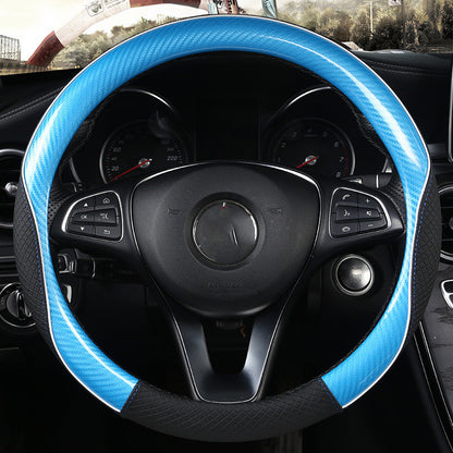 Car Steering Wheel Cover Round Handle Cover Carbon Fiber Texture