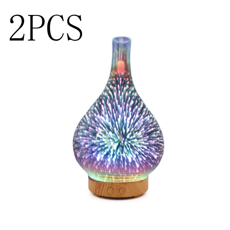 3D Glass Aroma Diffuser Colorful Lamp Humidifier Night Light