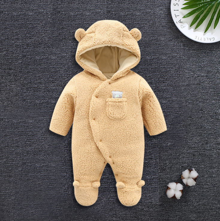 Baby clothes lamb winter cotton padded clothes baby newborn baby skin thickening climb Siamese clothes cotton