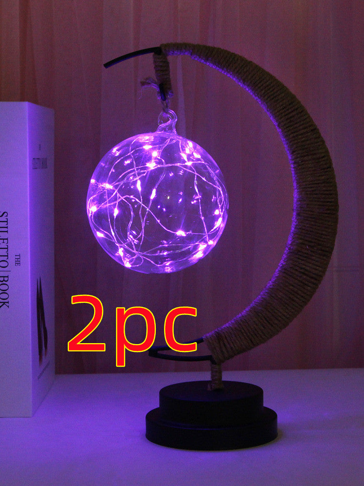 Led Lamp Stars Moon Night Light Rattan Ball Christmas