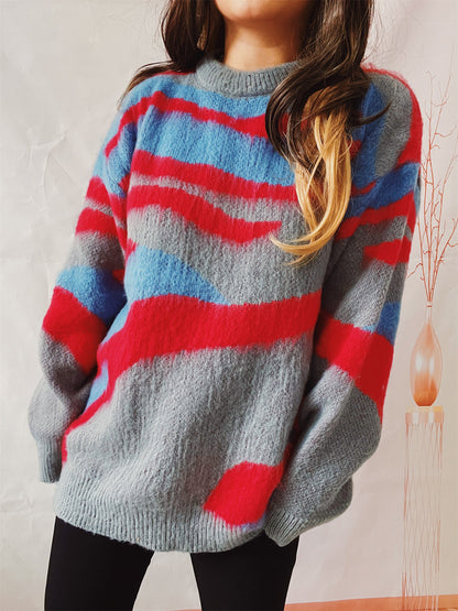 Women's Fashion Casual Irregular Striped Sweater