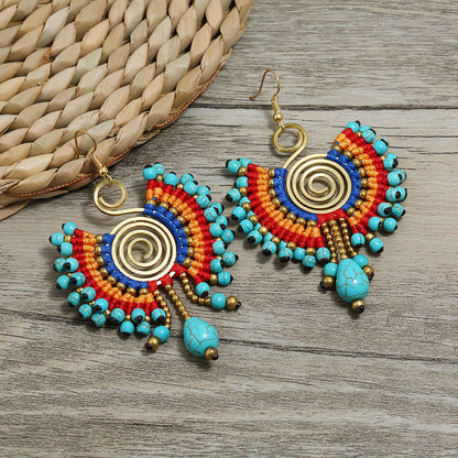 Handmade Weave Vintage Vacation Versatile Temperamental Earrings Women