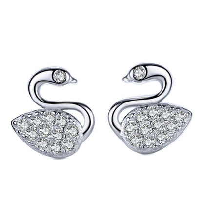 Zircon Little Swan Simple Elegant Earrings