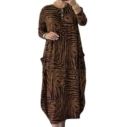 Women's Spring And Autumn Leopard Print Dresses