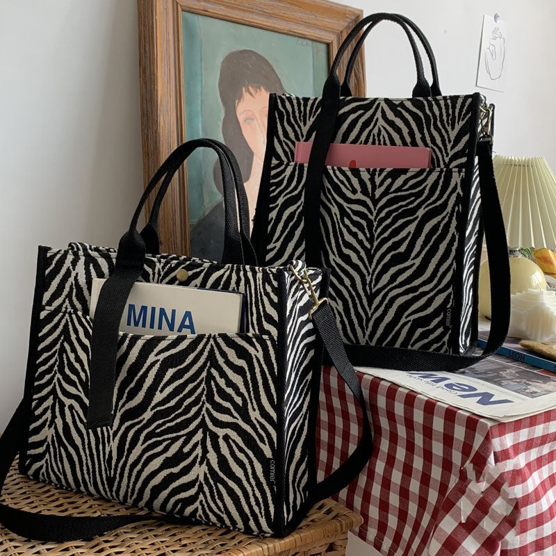 Thickened Zebra Twill Canvas Bag Handheld