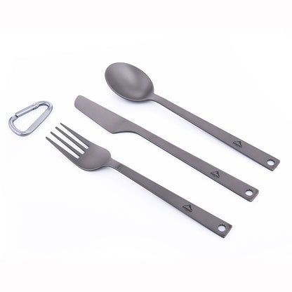 Pure Titanium Knife, Fork And Spoon Combination Light And Easy To Carry Outdoor Camping Tableware