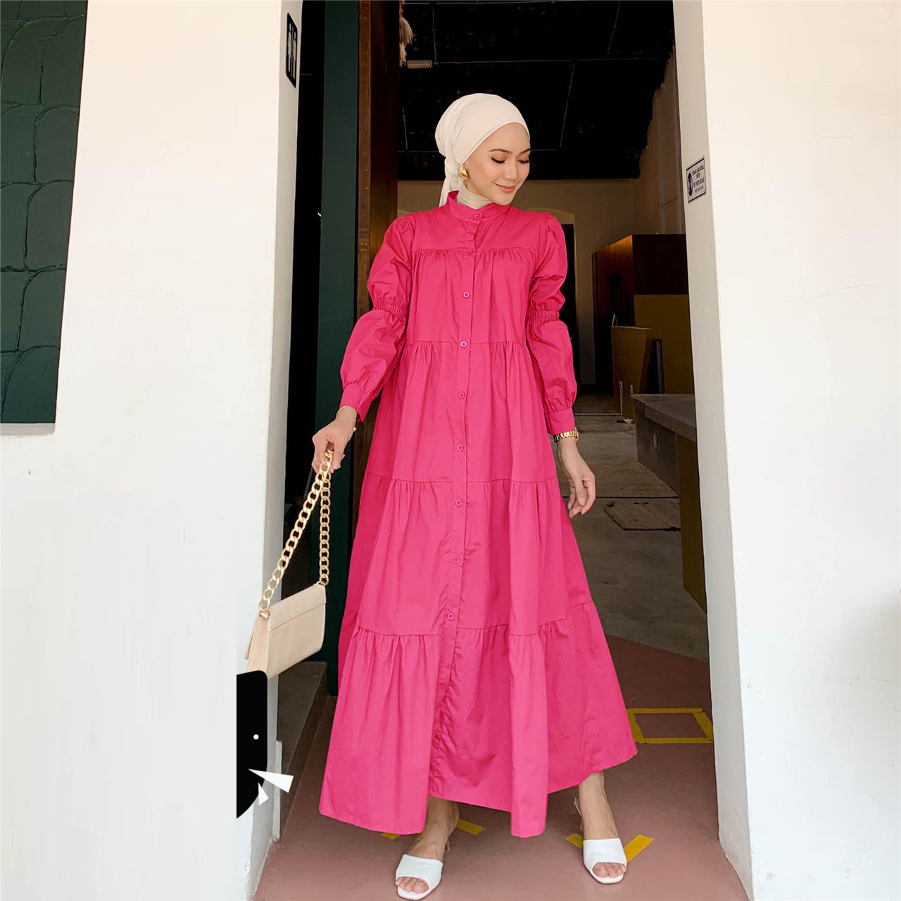 Malay Indonesian Cotton Muslim Patchwork Dress