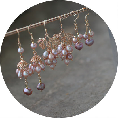Baroque Natural Purple Pearl Earrings