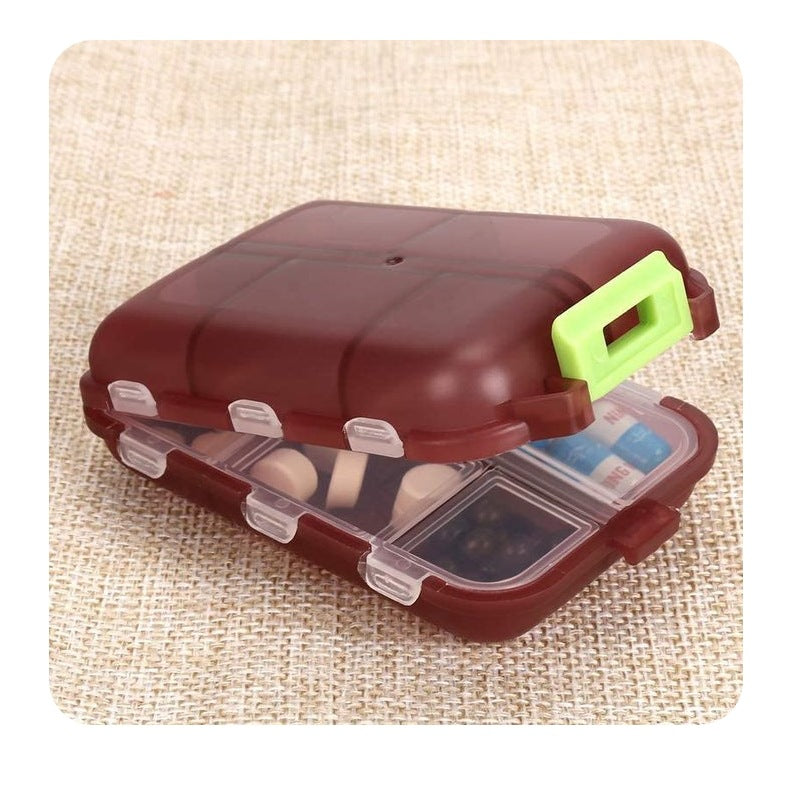 Travel Pill Organizer 10 Grid  Moisture Proof Pills Box For Pocket Purse Daily Pill Case Portable Medicine Vitamin Holder Container