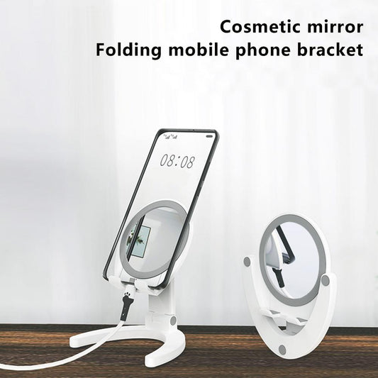 Portable Phone Holder Stand Desk Tablet With Mirror Mobile Phone Bracket With Mirror Foldable Phone Holder