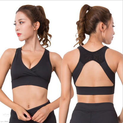 Women's quick-drying sports bra women's yoga clothing Shock-collecting V-neck sexy fitness sports underwear