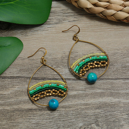 Handmade Weave Vintage Vacation Versatile Temperamental Earrings Women