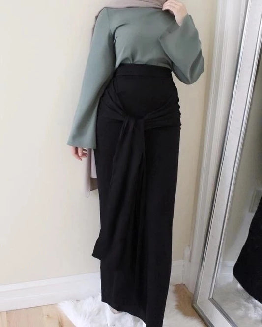 Women's Solid Color Muslim Hip Skirt