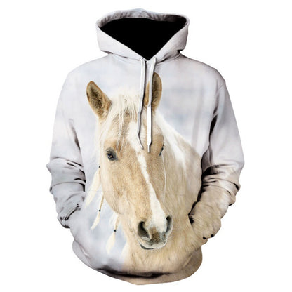 Cross-border E-commerce HorsedinosaurcowRooster 3D Printed Hoodie Men's Daily Hooded Sweater