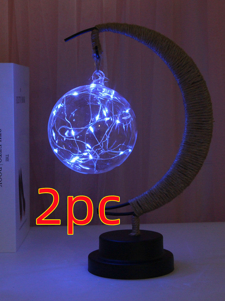 Led Lamp Stars Moon Night Light Rattan Ball Christmas