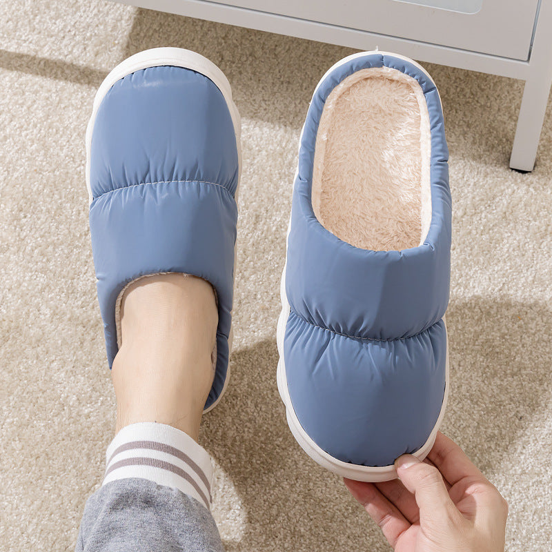 New Down Cotton Slippers Women Couple Winter Fashion Indoor Thick-soled Non-slip House Shoes Warm Floor Plush Slippers For Men