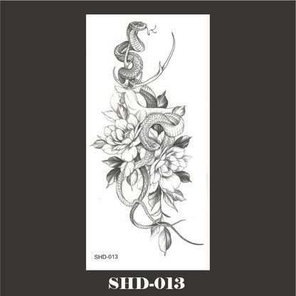 Black And White Sketch Flower Waterproof Tattoo Sticker