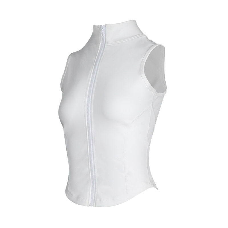 Foreign Trade Zipper Was Thin Sports Vest Sleeveless Running Fitness Clothing Stretch