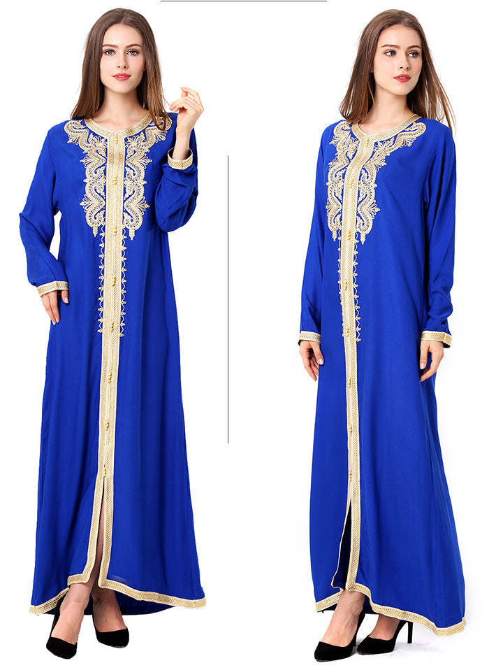 Muslim Robe Arab Hui Ethnic Women Chiffon Plus Size Women's Long-sleeved Dress