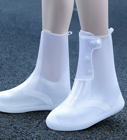 New White PVC High Top Reusable Women's Water Resistant Shoes Foot Cover