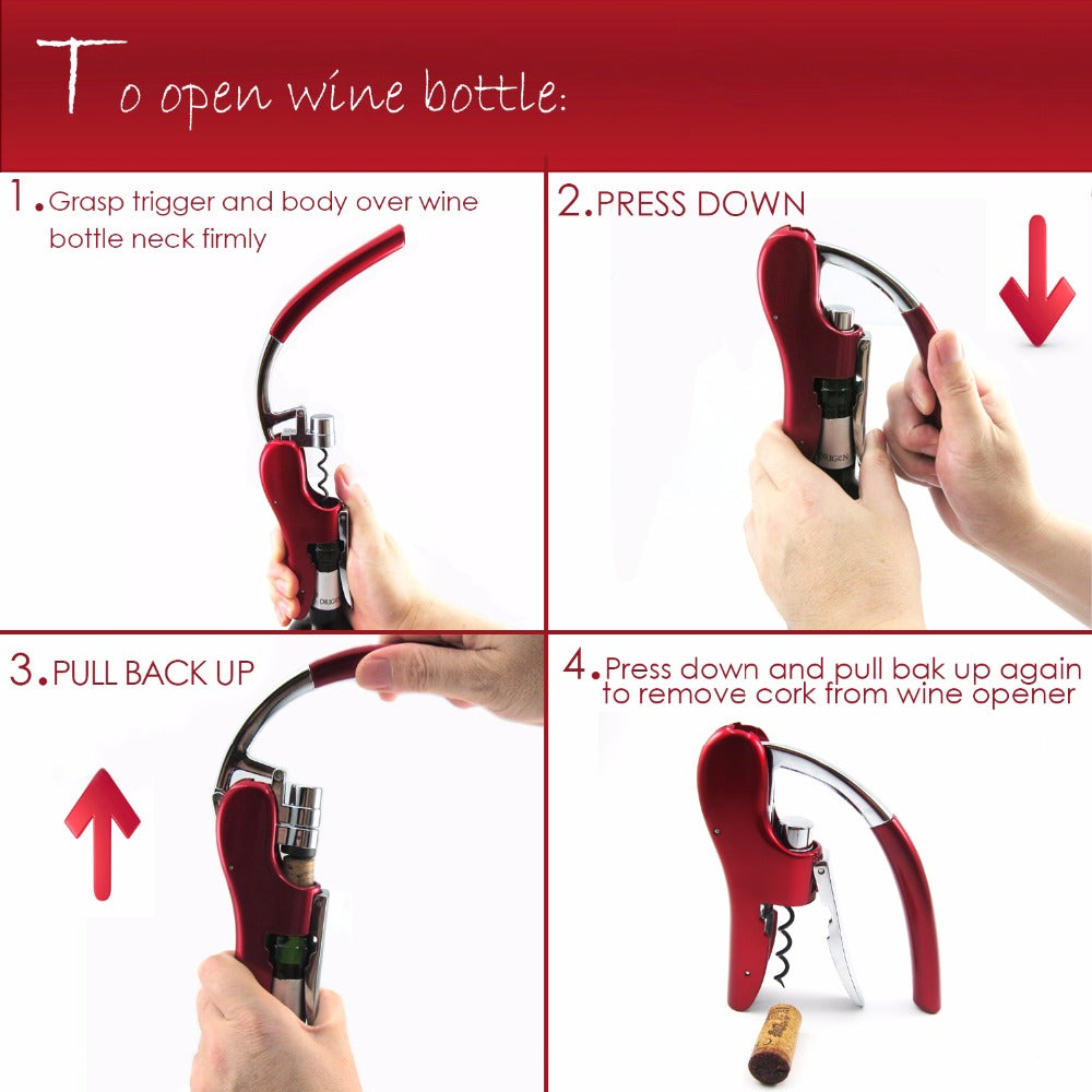 Professional Zinc Alloy Power Wine Opener Bottle Corkscrew Opener Built-in Foil Cutter Premium Rabbit Lever Corkscrew for Wine