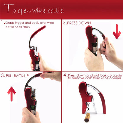 Professional Zinc Alloy Power Wine Opener Bottle Corkscrew Opener Built-in Foil Cutter Premium Rabbit Lever Corkscrew for Wine