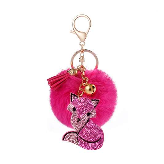 Water Diamond Velvet Ball Keychain Pendant