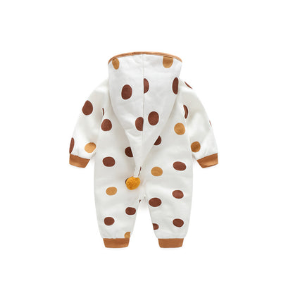 Cotton Printed Baby Hooded Crawling Bodysuit