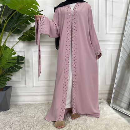 Beaded Muslim Lace Up Cardigan Robe