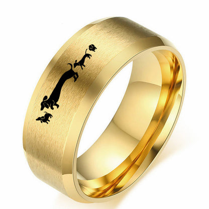 European And American Dachshund Ring Laser Marking Stainless Steel