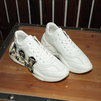 Mens Vintage Leather White Sports Shoes