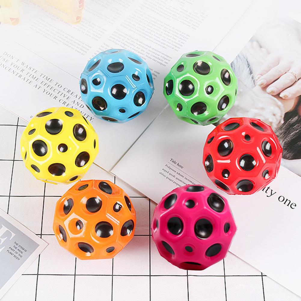 Hole Ball Soft Bouncy Ball Anti-fall Moon Shape Porous Bouncy Ball Kids Indoor Outdoor Toy Ergonomic Design