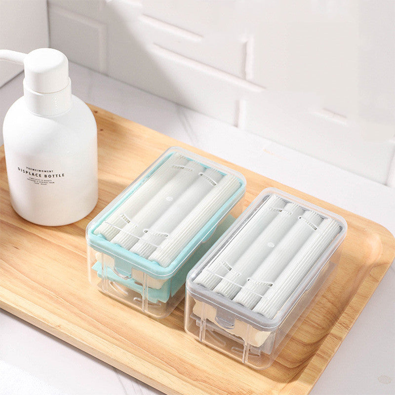 New Usage Roller Type Soap Dish Holder For Bathroom Toliet Soap Box Plastic Storage Container With Drain Water Bathroom Gadgets