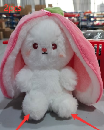 Wanghong Cute Transforms Into Strawberry Rabbit Doll Plush Toy