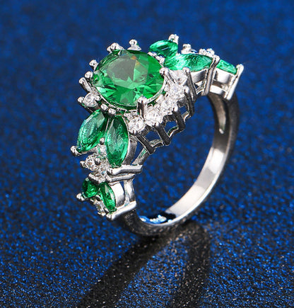 Women's Emerald Zircon Ring Bracelet