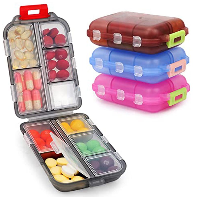 Travel Pill Organizer 10 Grid  Moisture Proof Pills Box For Pocket Purse Daily Pill Case Portable Medicine Vitamin Holder Container