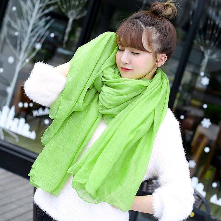 Cotton And Linen Scarf Ethnic Style Autumn And Winter Cotton And Linen Scarf Shawl Dual-use Monochrome
