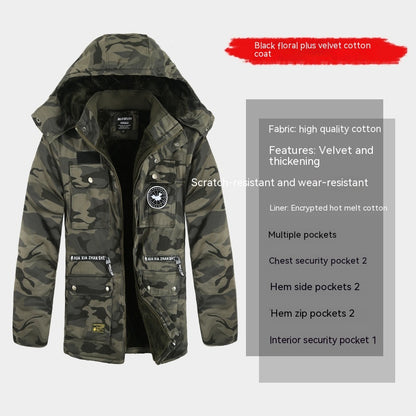 Men's Fashion Velvet Padded Thickened Cold-proof Coat