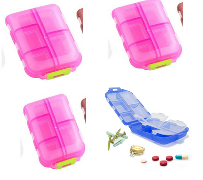 Travel Pill Organizer 10 Grid  Moisture Proof Pills Box For Pocket Purse Daily Pill Case Portable Medicine Vitamin Holder Container