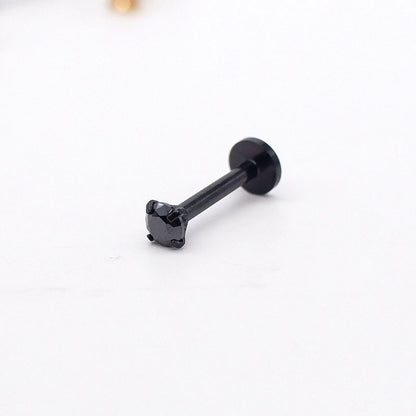 Titanium Steel Zircon Internal Teeth Labret Nose Stud