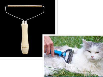 Hair Remover Dog Fur Remover Manual Sweater Dry Cleaner Clothes Stick Dog Cat Hair Remover With Wooden Handle Pet Supplies