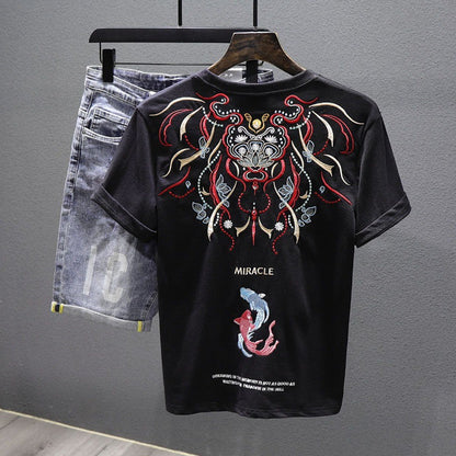 Xingshi Embroidered Short-sleeved T-shirt For Men