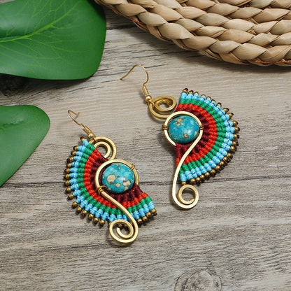 Handmade Weave Vintage Vacation Versatile Temperamental Earrings Women