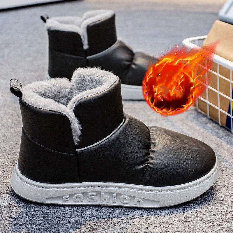 Winter Fleece-lined Warm Bread Shoes High-top Leather Men's Casual